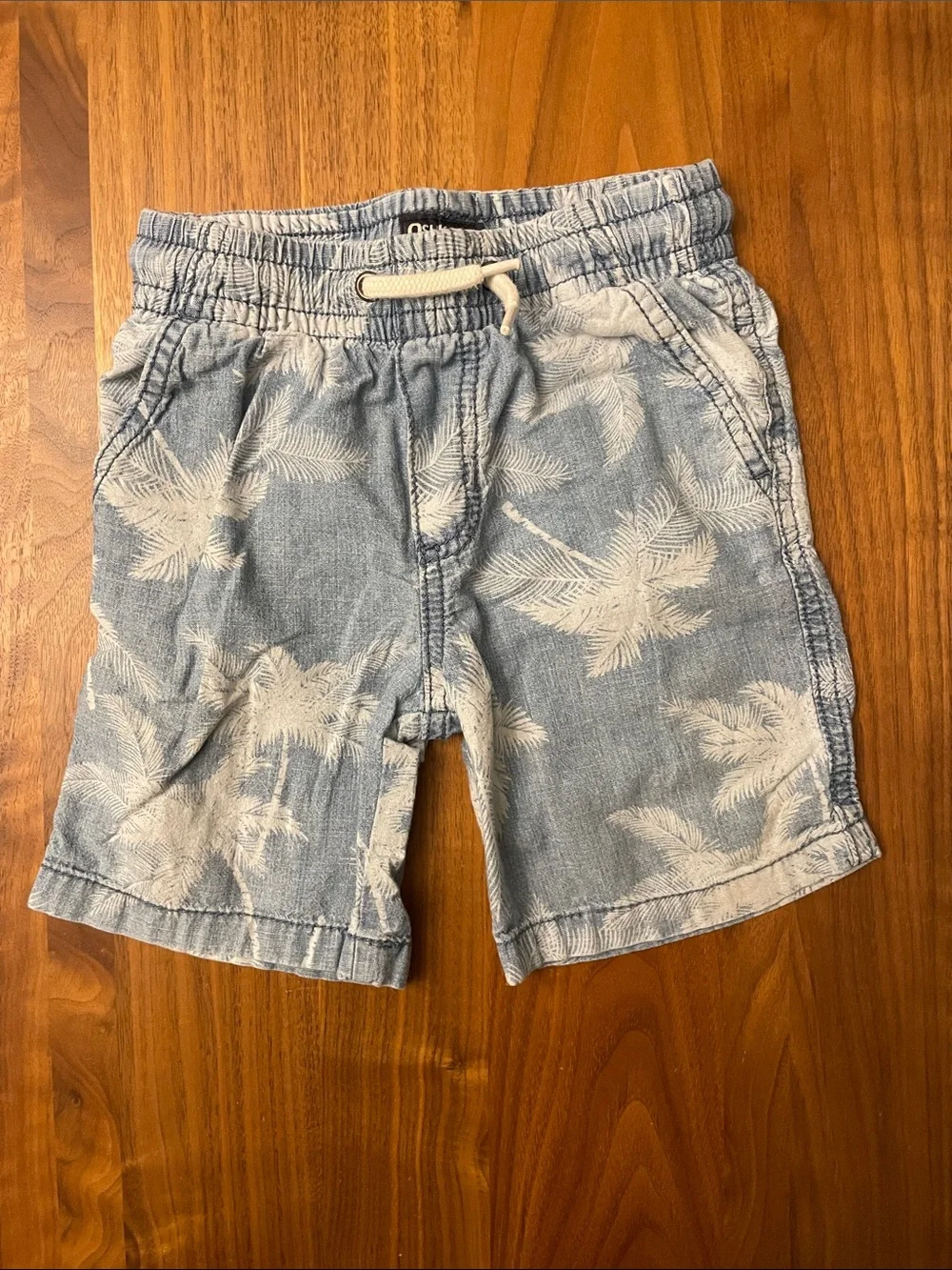 OshKosh B'gosh Light Blue Palm-Print Drawstring Shorts